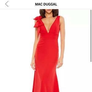 Mac Duggal Bow V-Neck A-Line Gown